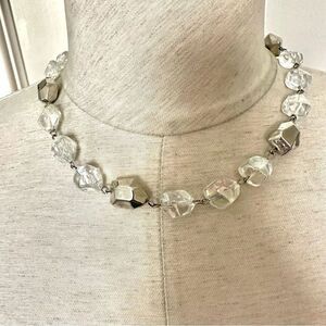 Silver tone and clear beaded necklace